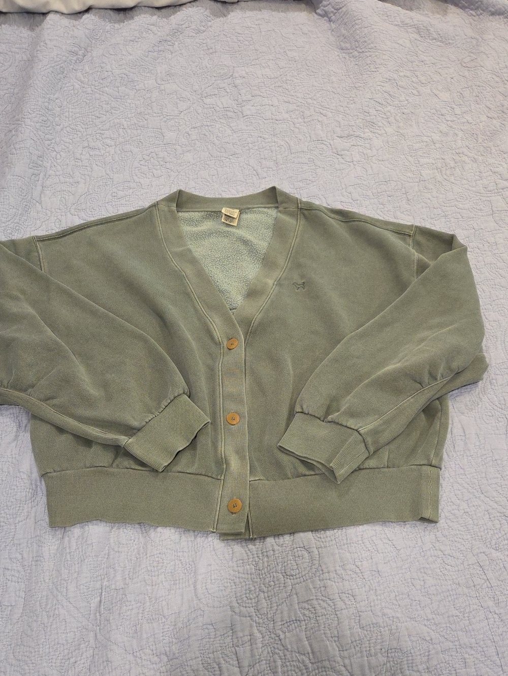 PINK Victoria's Secret Campus Fleece Oversized Boyfriend Cardigan Sage Green XL!